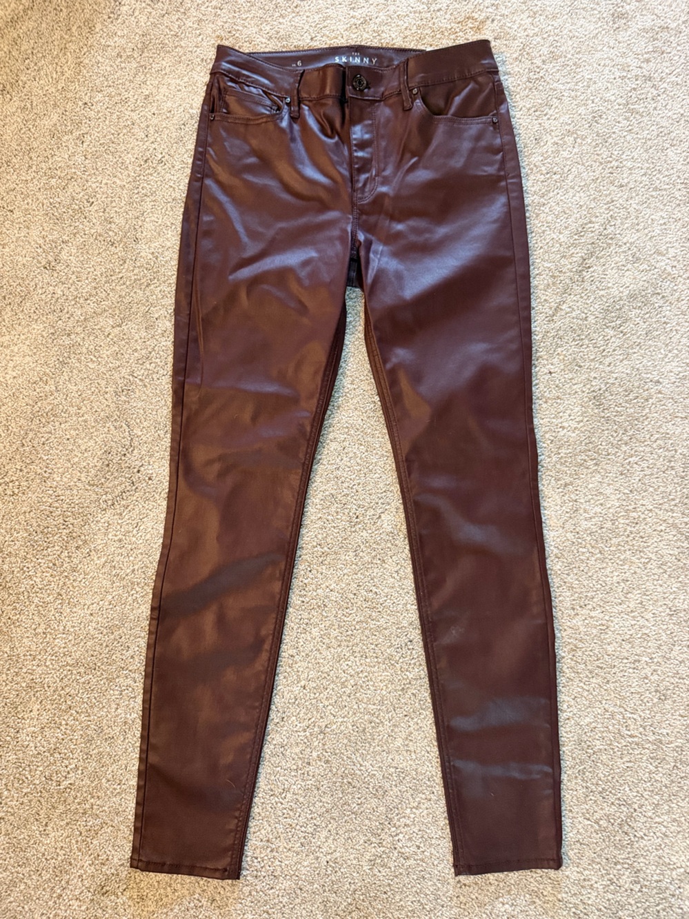 NEW White House Black Market Burgundy Coated Skinny Pants